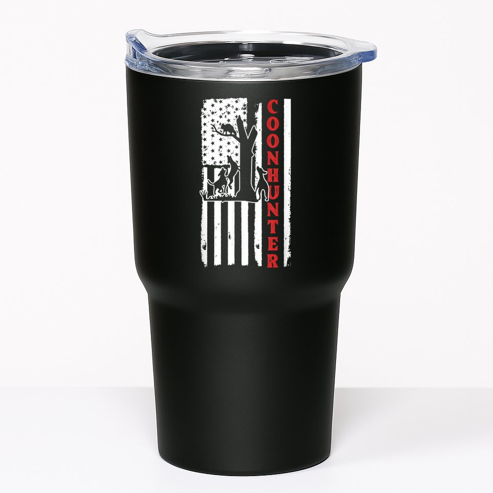 Raccoon Hunting Season USA Flag Coon Hunter Tumbler