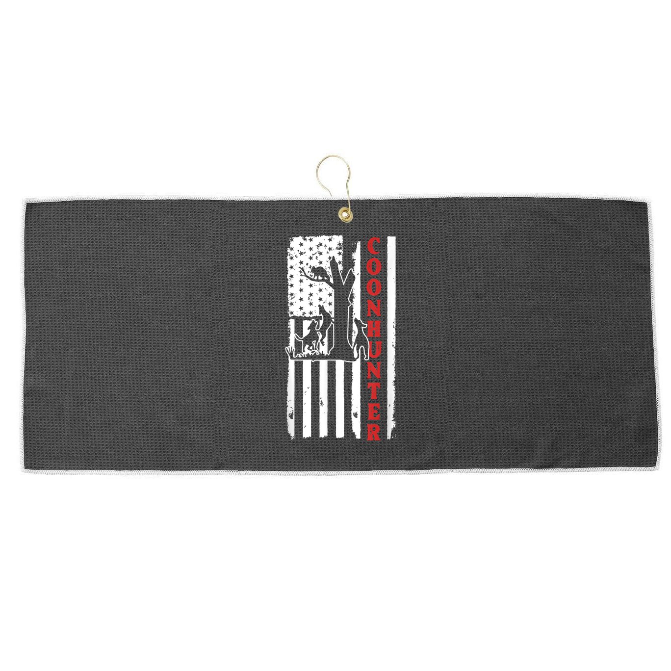 Raccoon Hunting Season USA Flag Coon Hunter Large Microfiber Waffle Golf Towel
