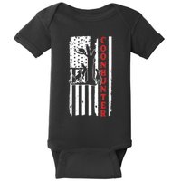 Raccoon Hunting Season USA Flag Coon Hunter Baby Bodysuit