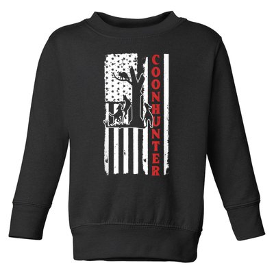 Raccoon Hunting Season USA Flag Coon Hunter Toddler Sweatshirt