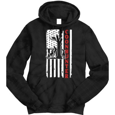 Raccoon Hunting Season USA Flag Coon Hunter Tie Dye Hoodie
