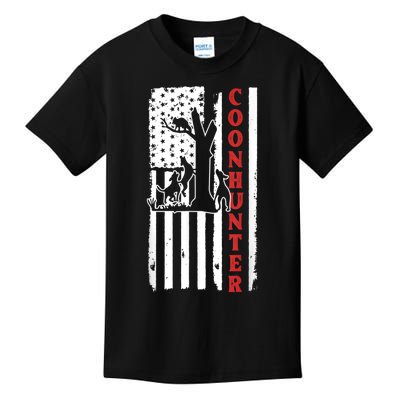 Raccoon Hunting Season USA Flag Coon Hunter Kids T-Shirt