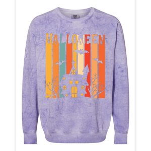 Retro Halloween Scary House Colorblast Crewneck Sweatshirt