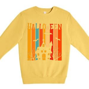 Retro Halloween Scary House Premium Crewneck Sweatshirt