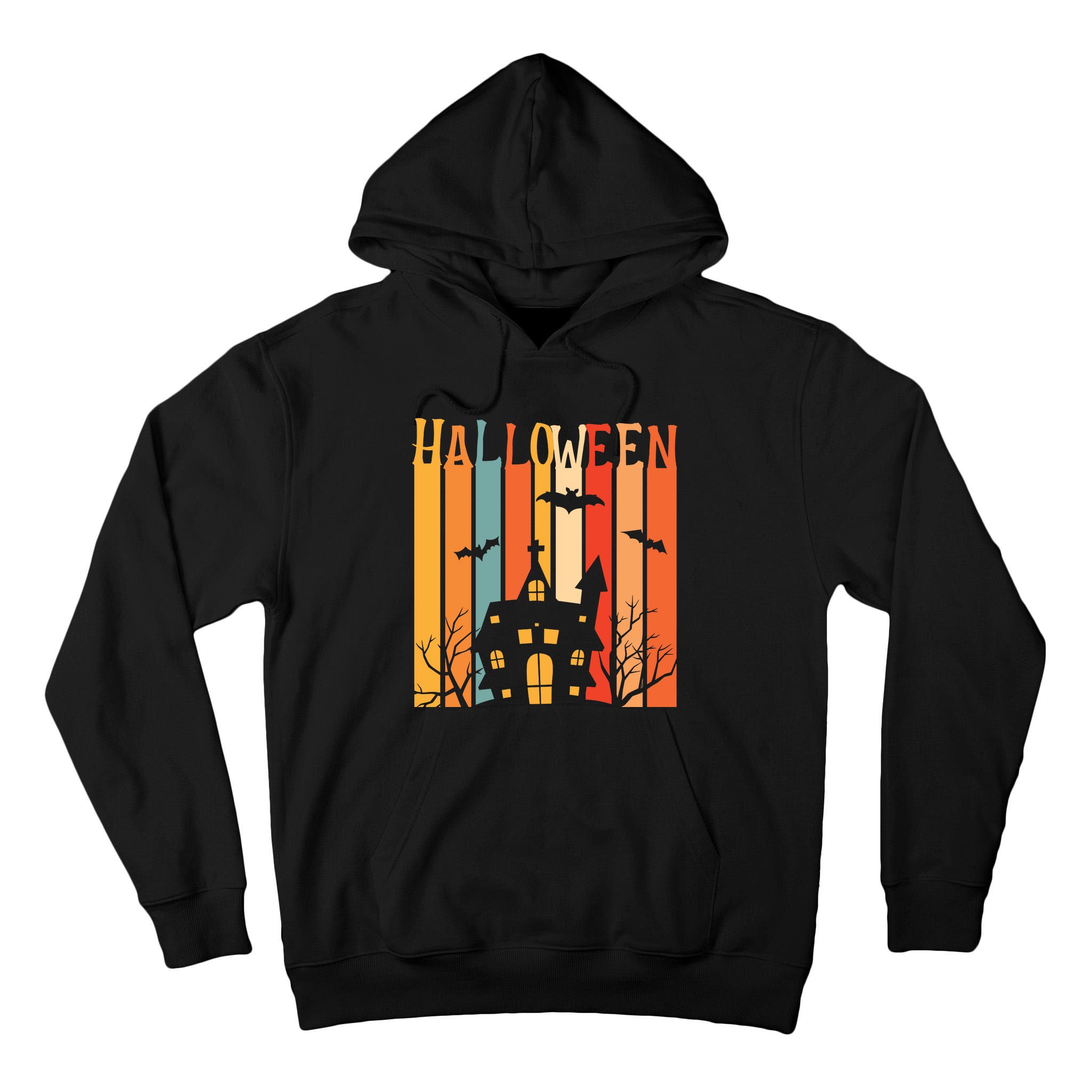Retro Halloween Scary House Tall Hoodie