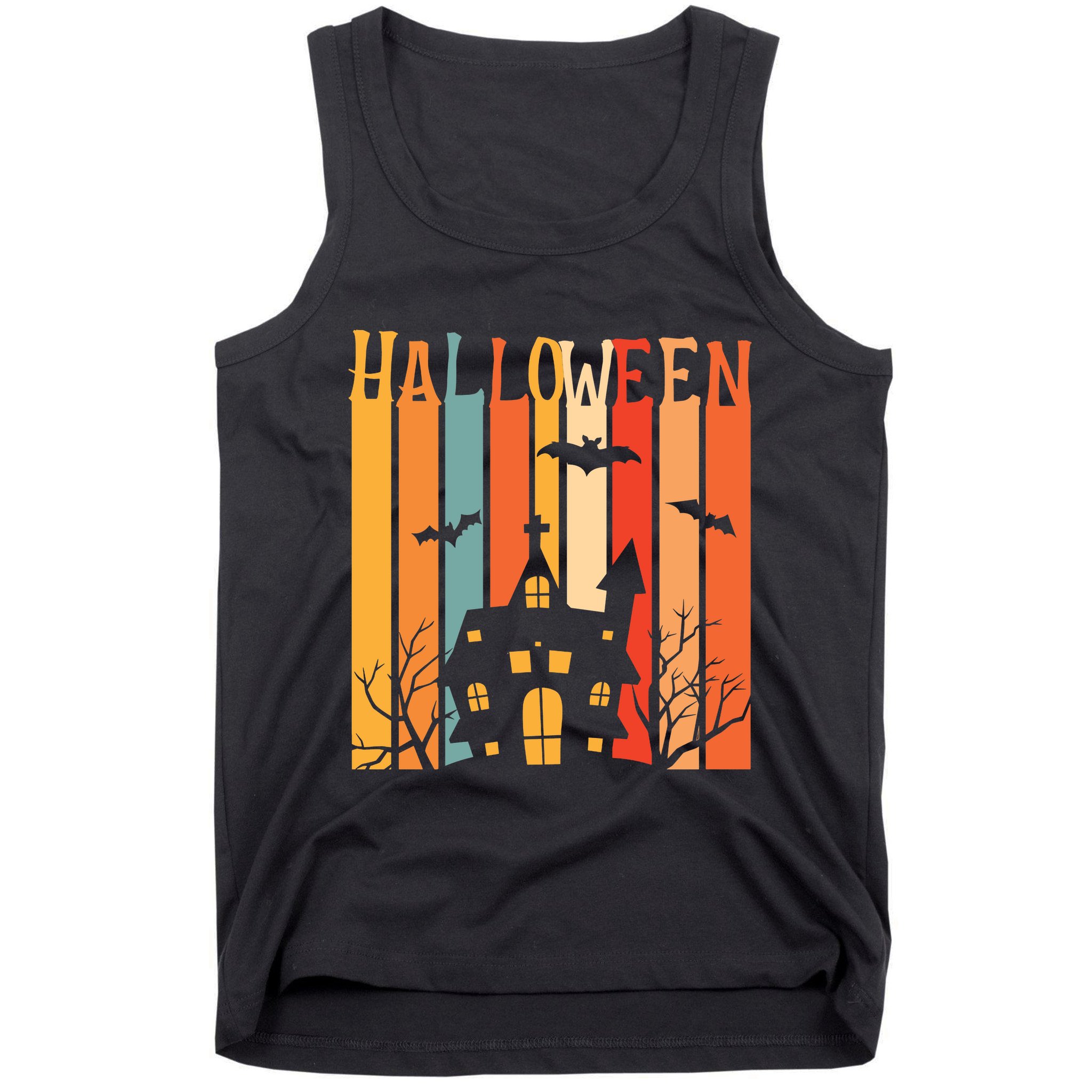 Retro Halloween Scary House Tank Top