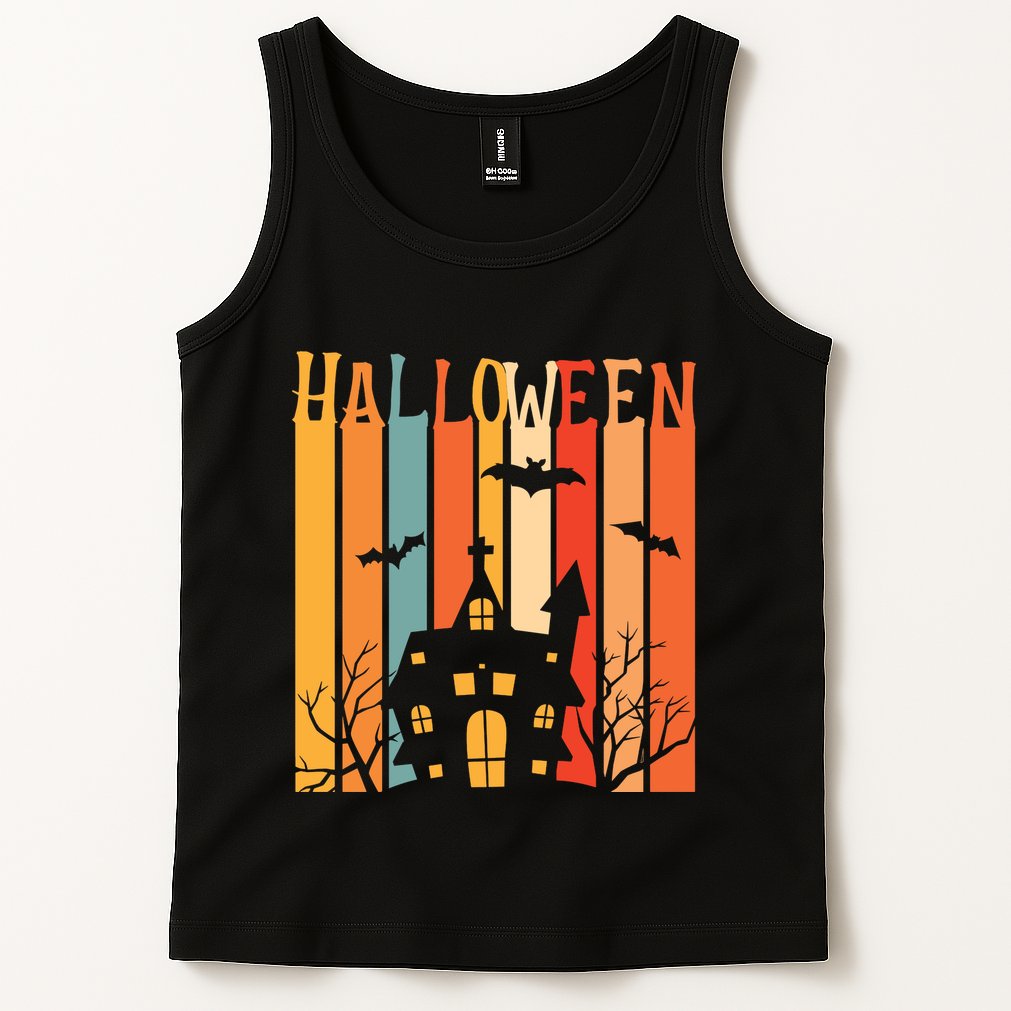 Retro Halloween Scary House Tank Top