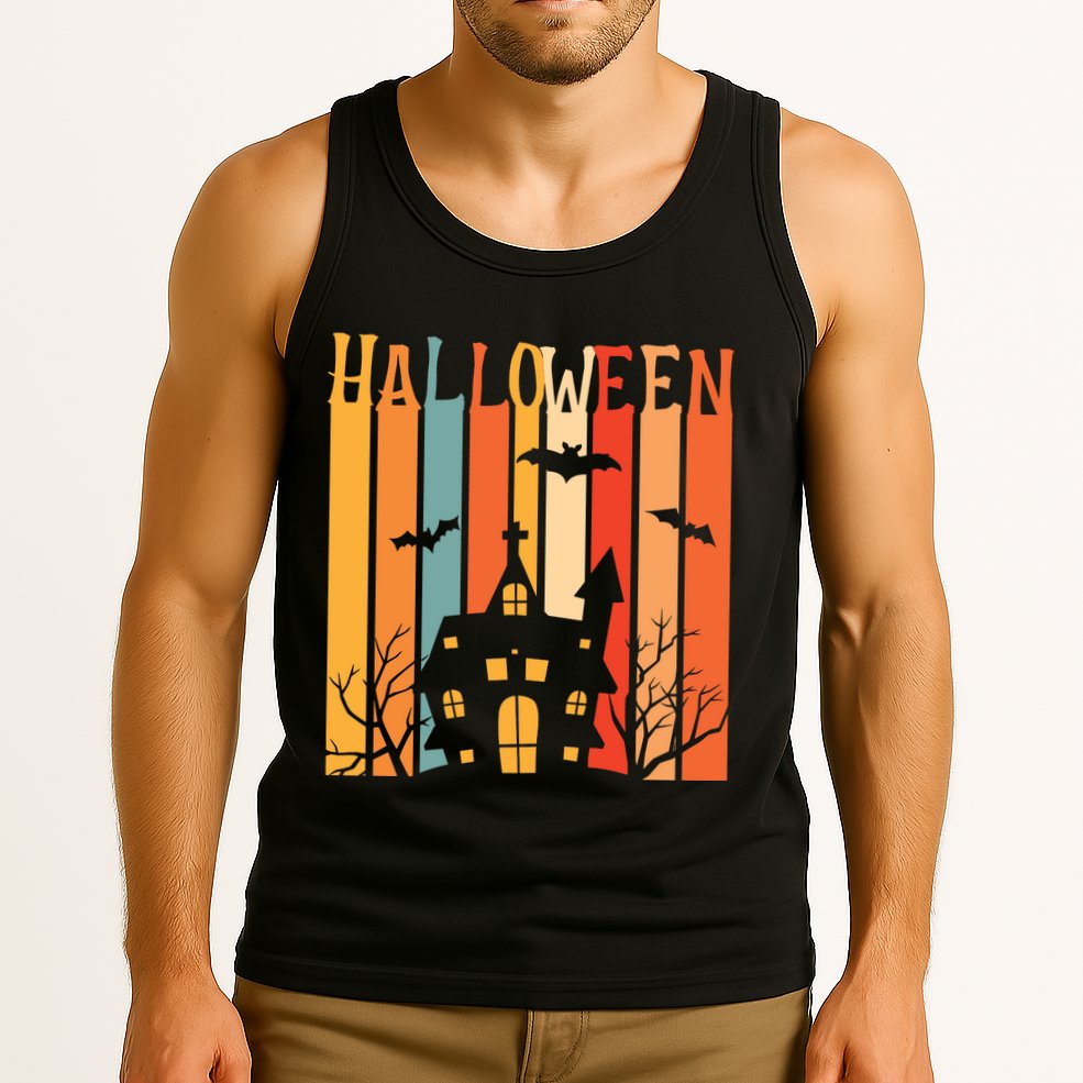 Retro Halloween Scary House Tank Top