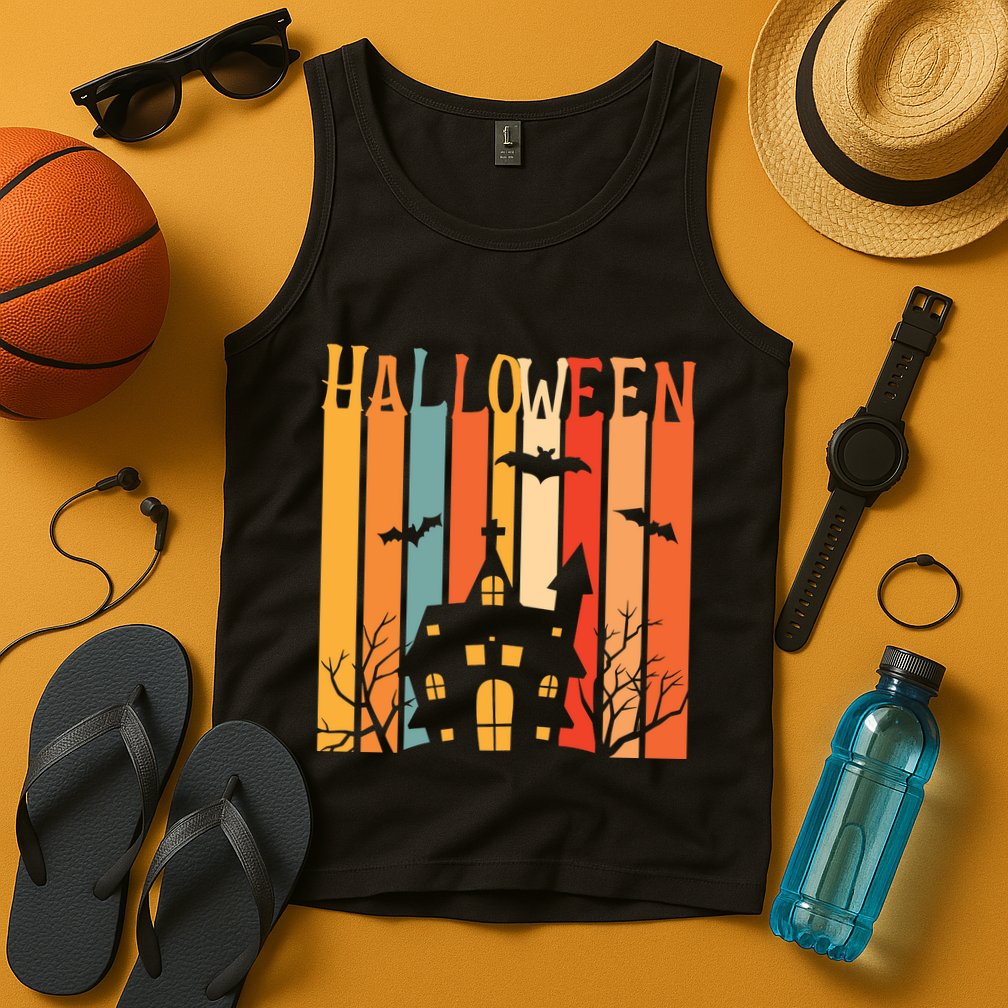 Retro Halloween Scary House Tank Top
