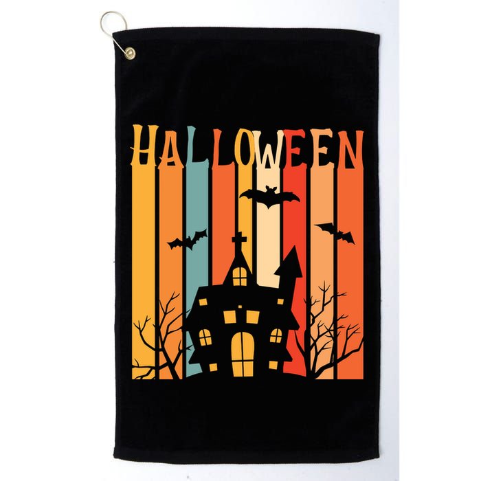 Retro Halloween Scary House Golf Towel