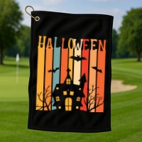 Retro Halloween Scary House Golf Towel