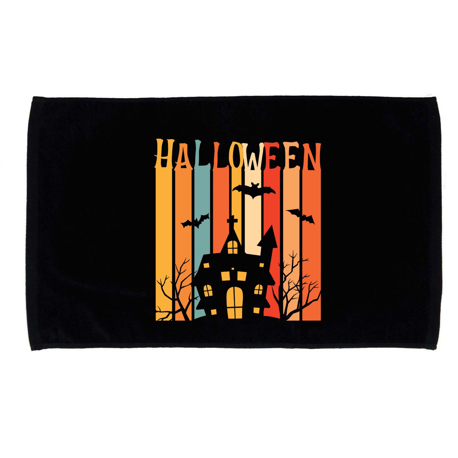Retro Halloween Scary House Microfiber Hand Towel