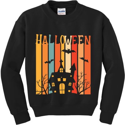 Retro Halloween Scary House Kids Sweatshirt