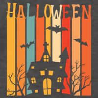 Retro Halloween Scary House Vector Backpack