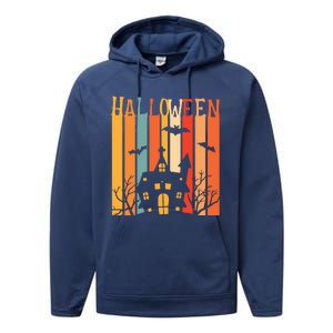 Retro Halloween Scary House Performance Fleece Hoodie