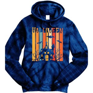 Retro Halloween Scary House Tie Dye Hoodie