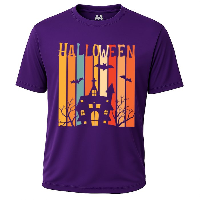 Retro Halloween Scary House Cooling Performance Crew T-Shirt