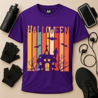 Retro Halloween Scary House Cooling Performance Crew T-Shirt
