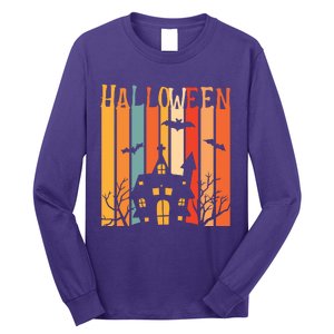 Retro Halloween Scary House Long Sleeve Shirt