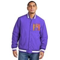 Retro Halloween Scary House Insulated Varsity Jacket