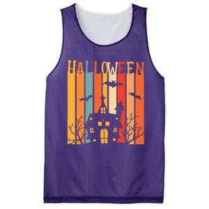 Retro Halloween Scary House Mesh Reversible Basketball Jersey Tank