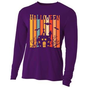 Retro Halloween Scary House Cooling Performance Long Sleeve Crew