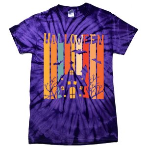 Retro Halloween Scary House Tie-Dye T-Shirt