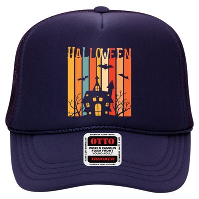 Retro Halloween Scary House Trucker Hat