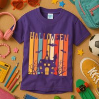 Retro Halloween Scary House Kids T-Shirt
