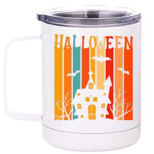 Retro Halloween Scary House 12 oz Stainless Steel Tumbler Cup