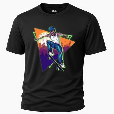 Retro Halloween Skateboarding Skater Skeleton Performance Shirt