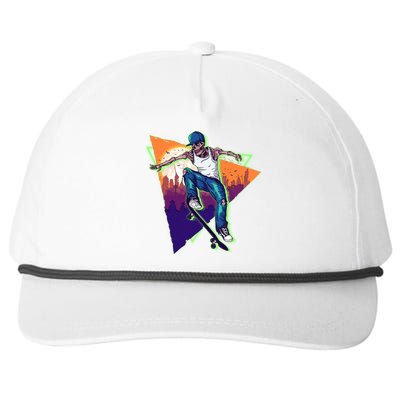 Retro Halloween Skateboarding Skater Skeleton Snapback Five-Panel Rope Hat