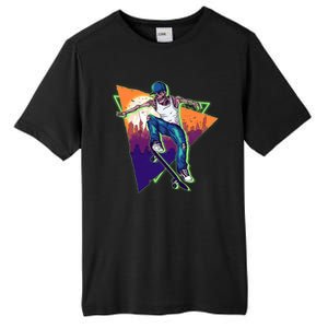 Retro Halloween Skateboarding Skater Skeleton Tall Fusion ChromaSoft Performance T-Shirt