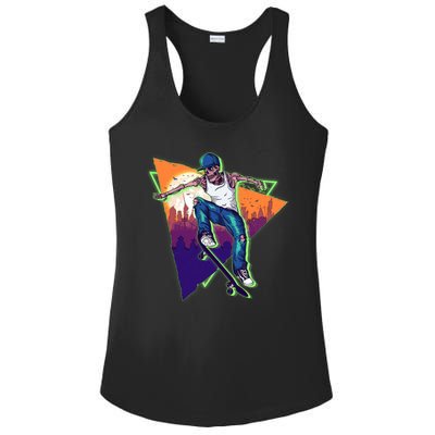 Retro Halloween Skateboarding Skater Skeleton Ladies PosiCharge Competitor Racerback Tank