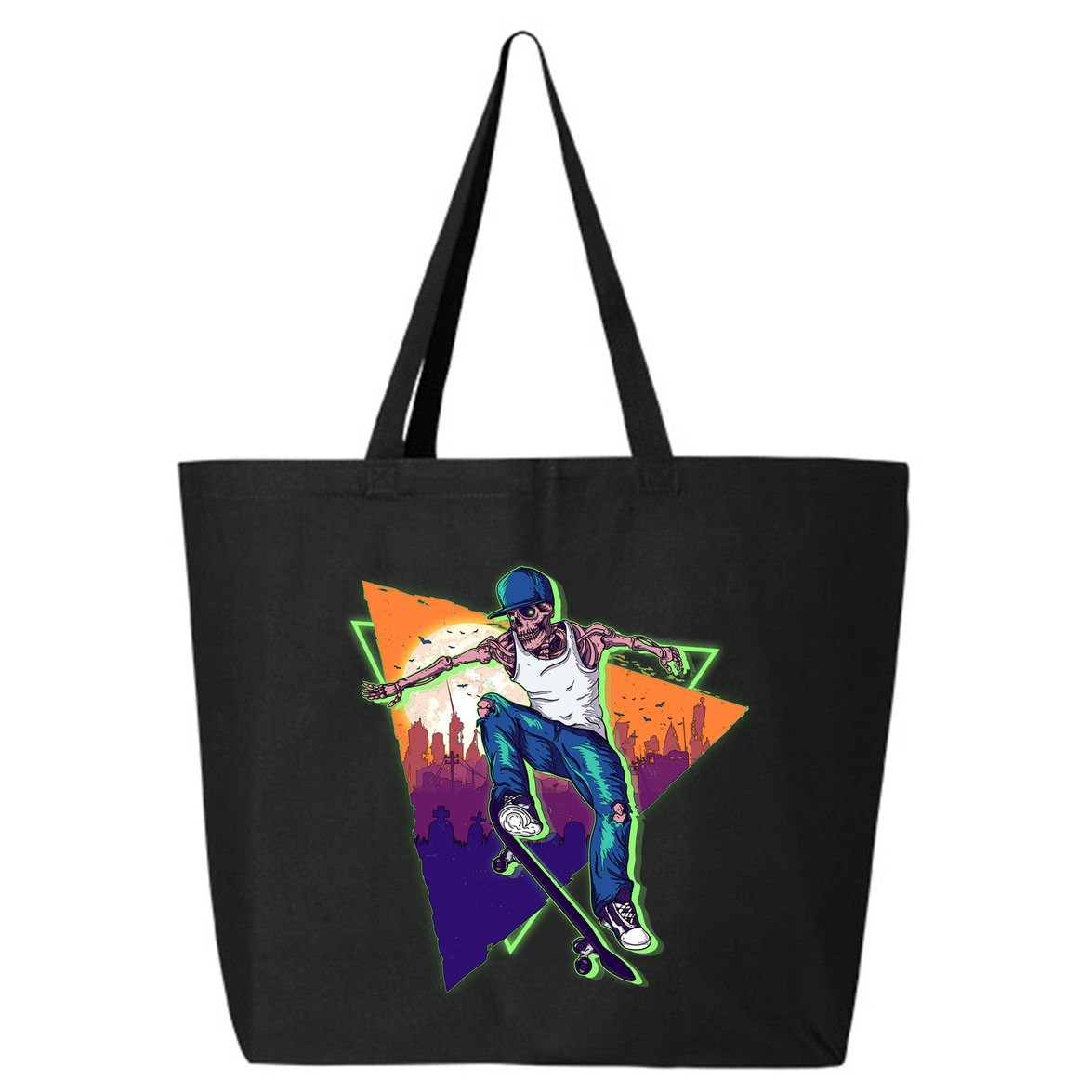 Retro Halloween Skateboarding Skater Skeleton 25L Jumbo Tote