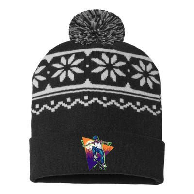 Retro Halloween Skateboarding Skater Skeleton USA-Made Snowflake Beanie