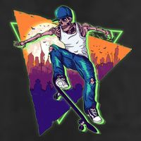 Retro Halloween Skateboarding Skater Skeleton Golf Towel