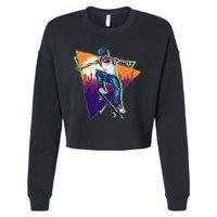 Retro Halloween Skateboarding Skater Skeleton Cropped Pullover Crew
