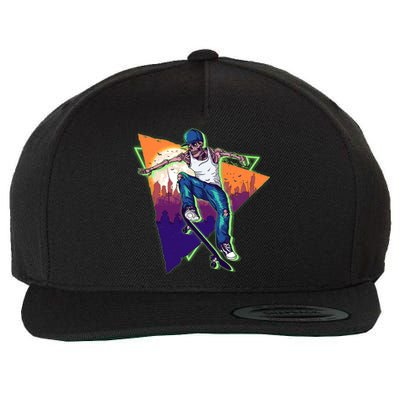 Retro Halloween Skateboarding Skater Skeleton Wool Snapback Cap