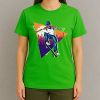 Retro Halloween Skateboarding Skater Skeleton T-Shirt