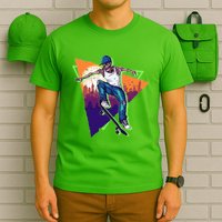Retro Halloween Skateboarding Skater Skeleton T-Shirt