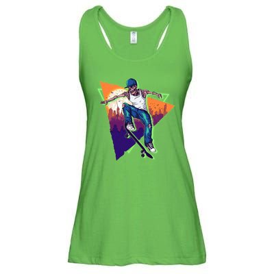 Retro Halloween Skateboarding Skater Skeleton Ladies Essential Flowy Tank