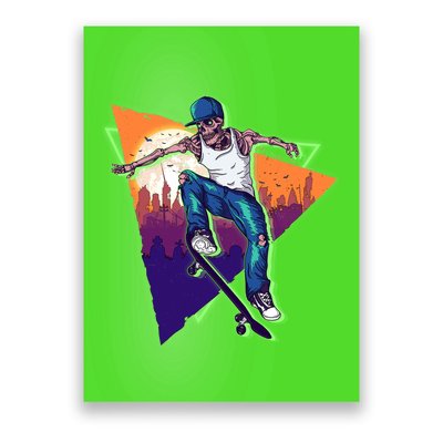 Retro Halloween Skateboarding Skater Skeleton Poster