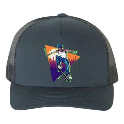 Retro Halloween Skateboarding Skater Skeleton Yupoong Adult 5-Panel Trucker Hat