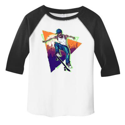 Retro Halloween Skateboarding Skater Skeleton Toddler Fine Jersey T-Shirt