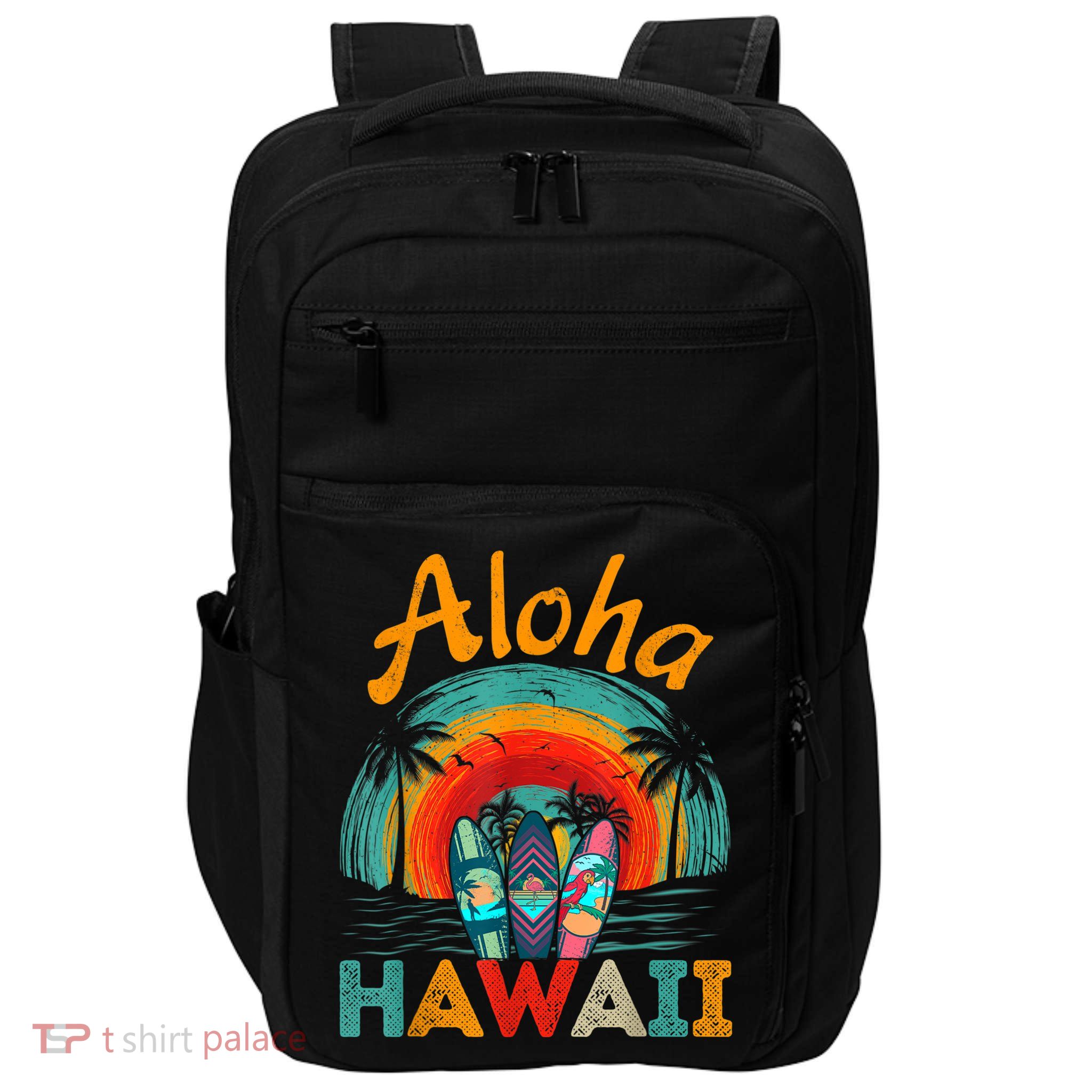 Retro Hawaiian Surfboard Aloha Hawaii Island Surfer Outfits Impact Tech Backpack