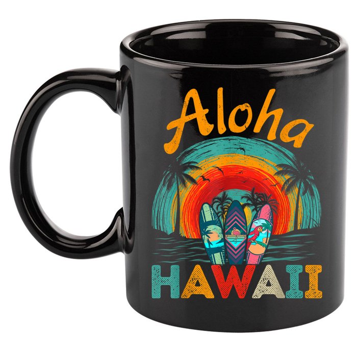 Retro Hawaiian Surfboard Aloha Hawaii Island Surfer Outfits 11oz C Handle Ceramic Mug