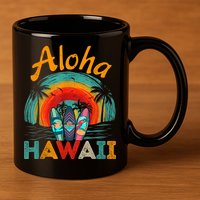 Retro Hawaiian Surfboard Aloha Hawaii Island Surfer Outfits 11oz C Handle Ceramic Mug