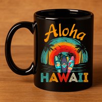 Retro Hawaiian Surfboard Aloha Hawaii Island Surfer Outfits 11oz C Handle Ceramic Mug
