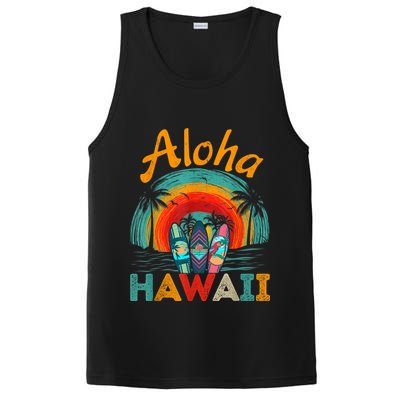 Retro Hawaiian Surfboard Aloha Hawaii Island Surfer Outfits PosiCharge Competitor Tank